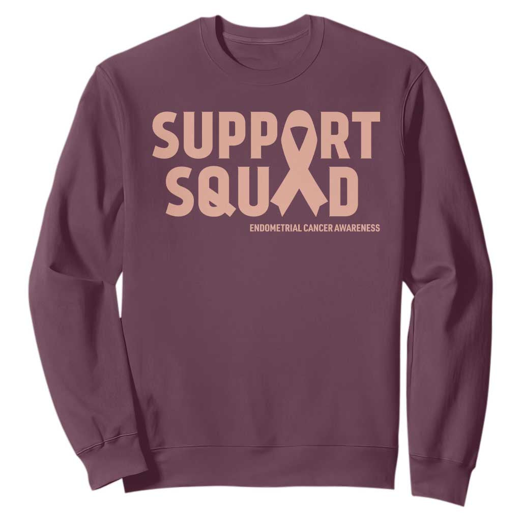 Endometrial Cancer Awareness Sweatshirt Support Squad Warrior Gift TS12 Maroon Print Your Wear