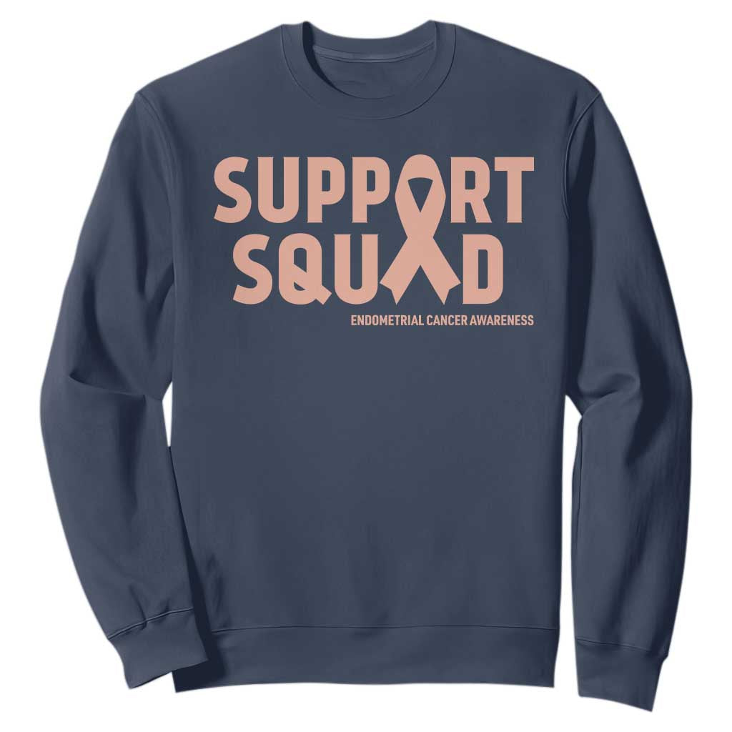 Endometrial Cancer Awareness Sweatshirt Support Squad Warrior Gift TS12 Navy Print Your Wear