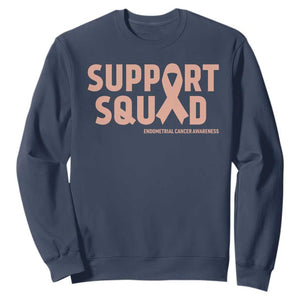 Endometrial Cancer Awareness Sweatshirt Support Squad Warrior Gift TS12 Navy Print Your Wear