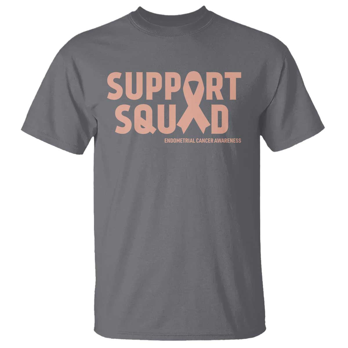 Endometrial Cancer Awareness T Shirt Support Squad Warrior Gift TS12 Charcoal Print Your Wear