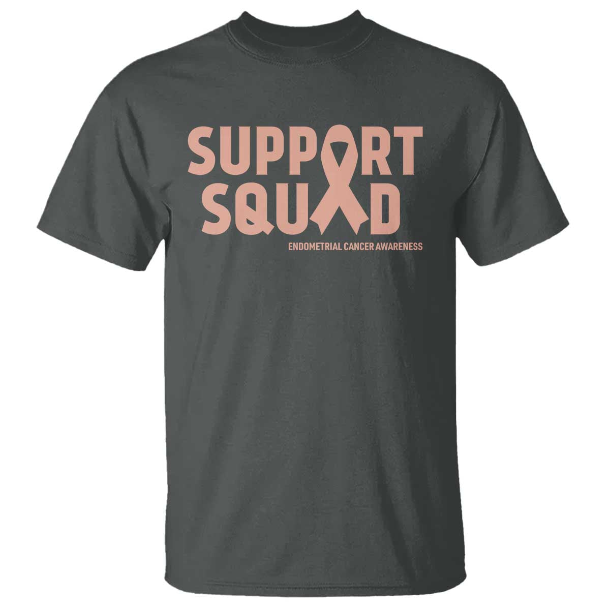 Endometrial Cancer Awareness T Shirt Support Squad Warrior Gift TS12 Dark Heather Print Your Wear