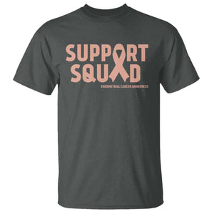 Endometrial Cancer Awareness T Shirt Support Squad Warrior Gift TS12 Dark Heather Print Your Wear