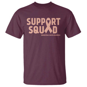 Endometrial Cancer Awareness T Shirt Support Squad Warrior Gift TS12 Maroon Print Your Wear