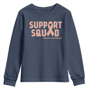 Endometrial Cancer Awareness Youth Sweatshirt Support Squad Warrior Gift TS12 Navy Print Your Wear