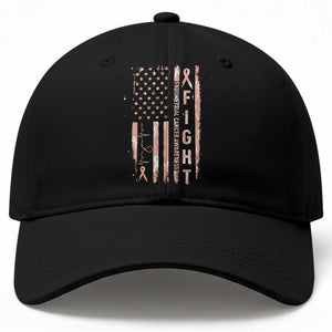 American Flag Endometrial Cancer Baseball Cap Fight Together Peach Ribbon Support Squad TS12 Print Your Wear