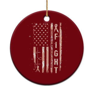 American Flag Endometrial Cancer Ceramic Ornament Fight Together Peach Ribbon Support Squad TS12 1pc Red Print Your Wear