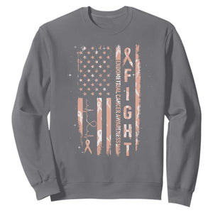 American Flag Endometrial Cancer Sweatshirt Fight Together Peach Ribbon Support Squad TS12 Charcoal Print Your Wear