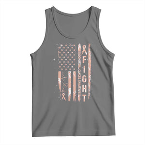 American Flag Endometrial Cancer Tank Top Fight Together Peach Ribbon Support Squad TS12 Black Heather Print Your Wear