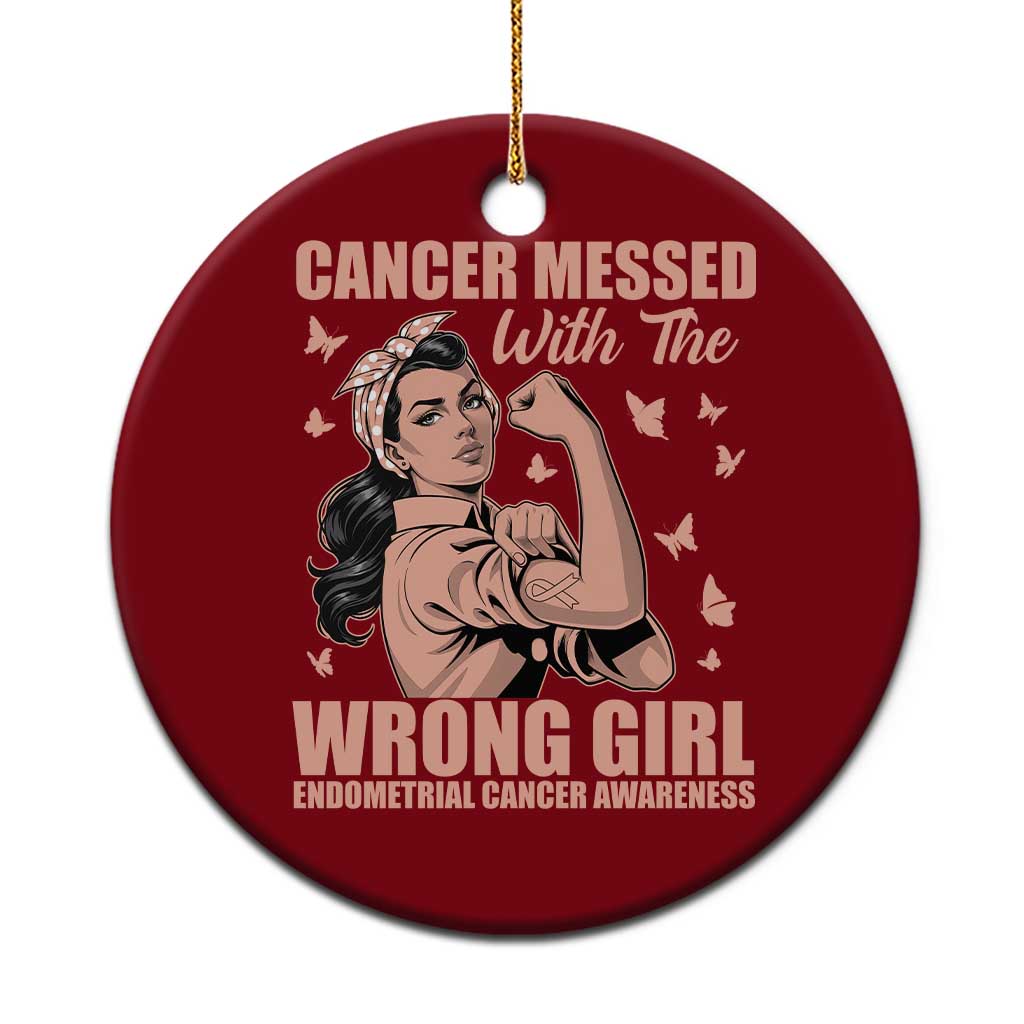 Strong Girl Endometrial Cancer Ceramic Ornament Cancer Messed With The Wrong Girl TS12 1pc Red Print Your Wear