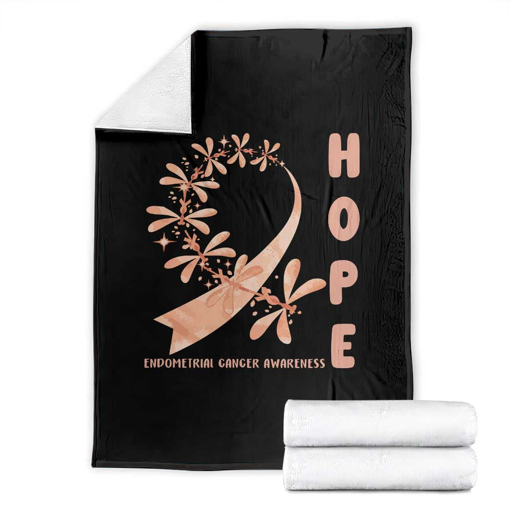 Peach Dragonfly Endometrial Cancer Throw Blanket Hope And Strength TS12 Black Print Your Wear