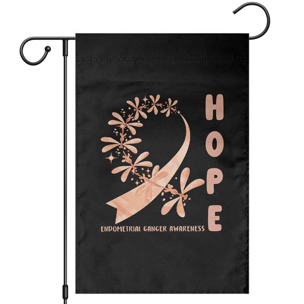 Peach Dragonfly Endometrial Cancer Garden Flag Hope And Strength TS12 Black Print Your Wear