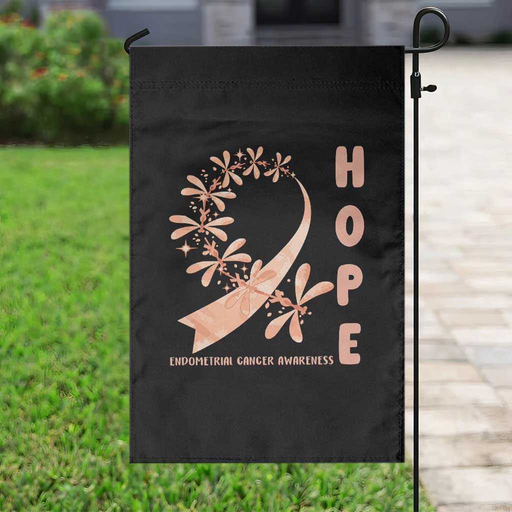 Peach Dragonfly Endometrial Cancer Garden Flag Hope And Strength TS12 Print Your Wear