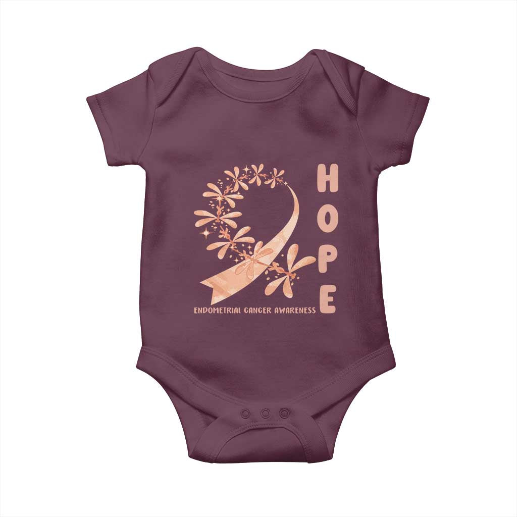 Peach Dragonfly Endometrial Cancer Baby Onesie Hope And Strength TS12 Maroon Print Your Wear