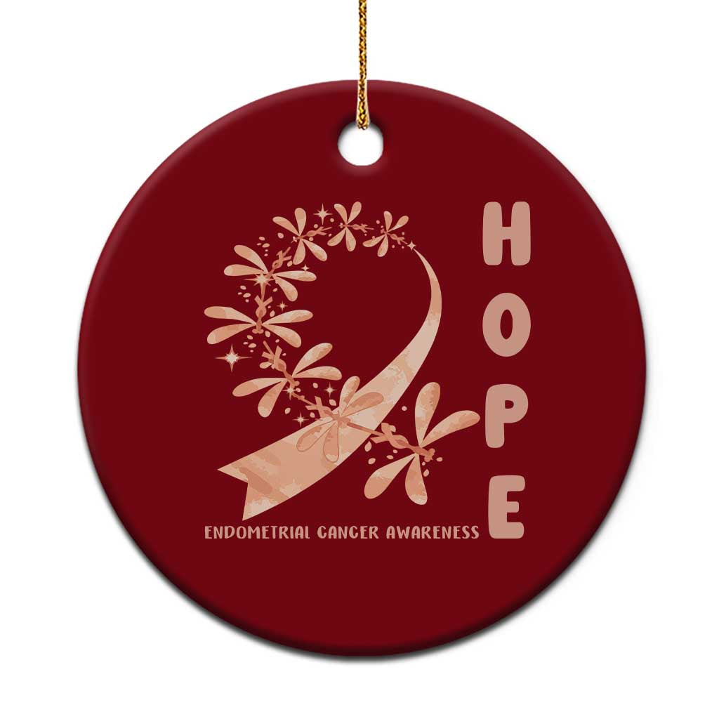 Peach Dragonfly Endometrial Cancer Ceramic Ornament Hope And Strength TS12 1pc Red Print Your Wear