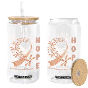 Peach Dragonfly Endometrial Cancer Glass Can Hope And Strength TS12 Print Your Wear