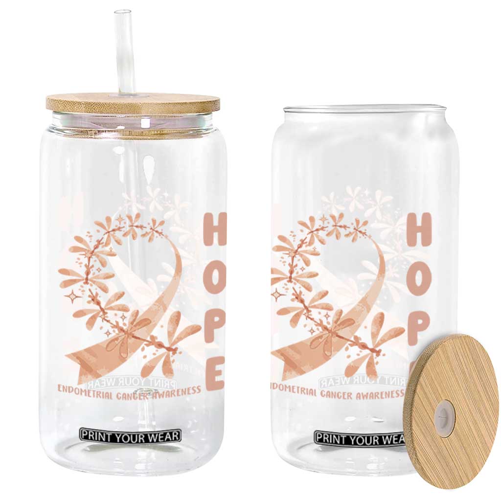Peach Dragonfly Endometrial Cancer Glass Can Hope And Strength TS12 Print Your Wear