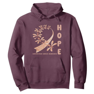 Peach Dragonfly Endometrial Cancer Hoodie Hope And Strength TS12 Maroon Print Your Wear