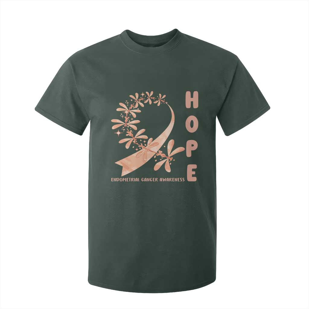 Peach Dragonfly Endometrial Cancer T Shirt For Kid Hope And Strength TS12 Dark Forest Green Print Your Wear