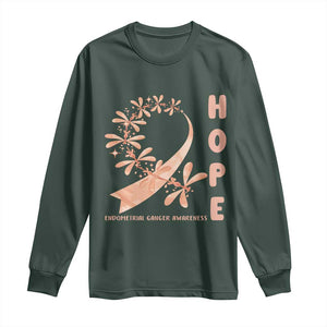 Peach Dragonfly Endometrial Cancer Long Sleeve Shirt Hope And Strength TS12 Dark Forest Green Print Your Wear