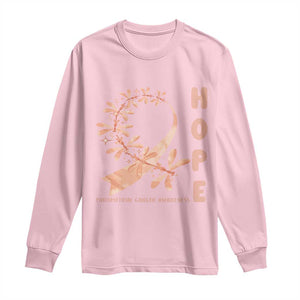 Peach Dragonfly Endometrial Cancer Long Sleeve Shirt Hope And Strength TS12 Light Pink Print Your Wear