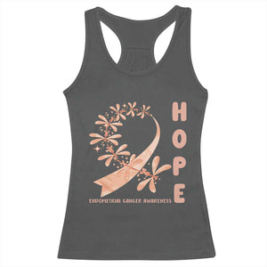 Peach Dragonfly Endometrial Cancer Racerback Tank Top Hope And Strength TS12 Dark Heather Print Your Wear