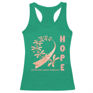 Peach Dragonfly Endometrial Cancer Racerback Tank Top Hope And Strength TS12 Irish Green Print Your Wear