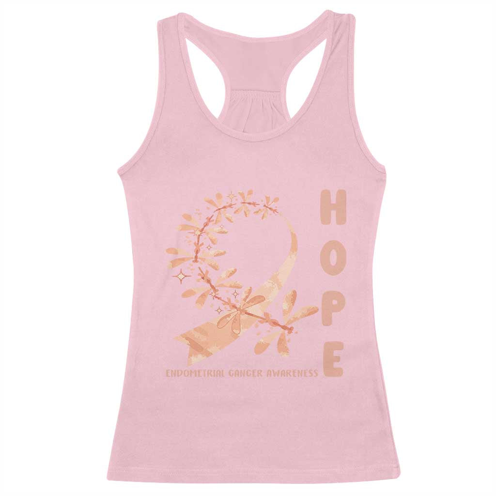 Peach Dragonfly Endometrial Cancer Racerback Tank Top Hope And Strength TS12 Light Pink Print Your Wear