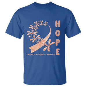 Peach Dragonfly Endometrial Cancer T Shirt Hope And Strength TS12 Royal Blue Print Your Wear