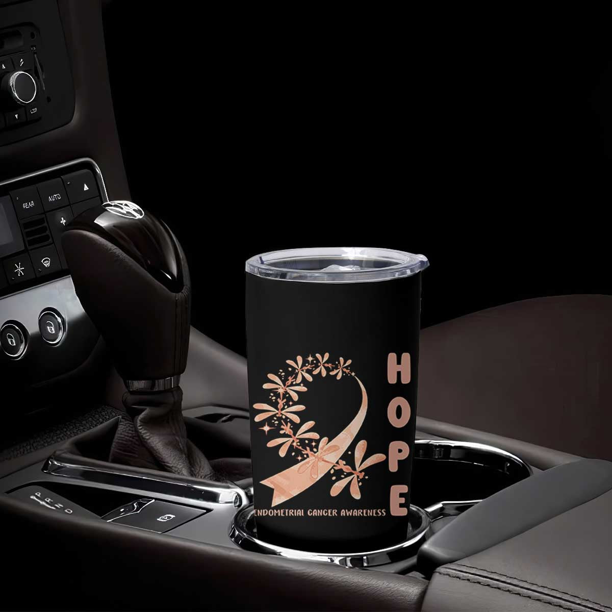 Peach Dragonfly Endometrial Cancer Tumbler Cup Hope And Strength TS12 Print Your Wear