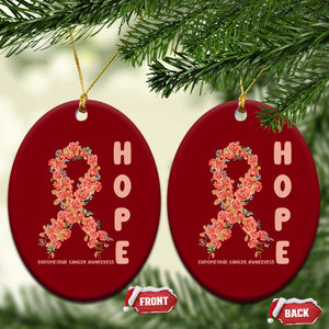 Endometrial Cancer Floral Ribbon Ceramic Ornament Hope Peach Ribbon Warrior TS12 Print Your Wear