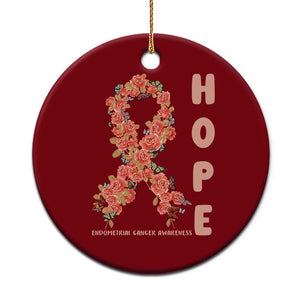 Endometrial Cancer Floral Ribbon Ceramic Ornament Hope Peach Ribbon Warrior TS12 1pc Red Print Your Wear