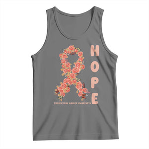 Endometrial Cancer Floral Ribbon Tank Top Hope Peach Ribbon Warrior TS12 Black Heather Print Your Wear