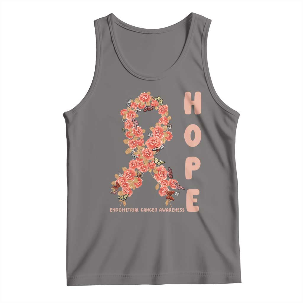 Endometrial Cancer Floral Ribbon Tank Top Hope Peach Ribbon Warrior TS12 Deep Heather Print Your Wear