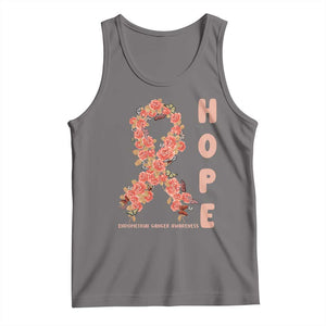Endometrial Cancer Floral Ribbon Tank Top Hope Peach Ribbon Warrior TS12 Deep Heather Print Your Wear