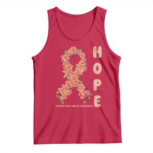 Endometrial Cancer Floral Ribbon Tank Top Hope Peach Ribbon Warrior TS12 Red Print Your Wear