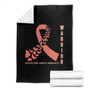 Endometrial Cancer Warrior Fighter Butterfly Throw Blanket Peach Ribbon Hope TS12 Black Print Your Wear