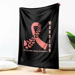 Endometrial Cancer Warrior Fighter Butterfly Throw Blanket Peach Ribbon Hope TS12 Print Your Wear