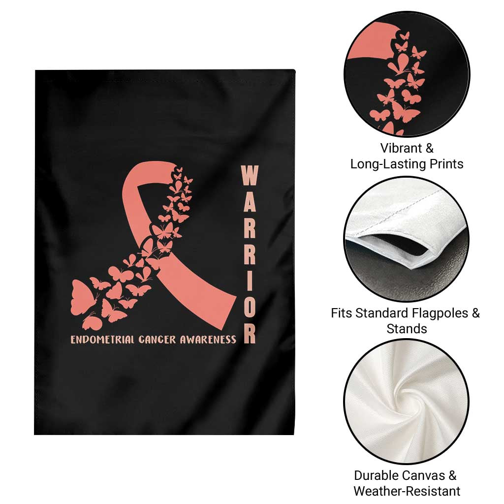 Endometrial Cancer Warrior Fighter Butterfly Garden Flag Peach Ribbon Hope TS12 Print Your Wear