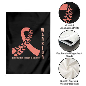 Endometrial Cancer Warrior Fighter Butterfly Garden Flag Peach Ribbon Hope TS12 Print Your Wear
