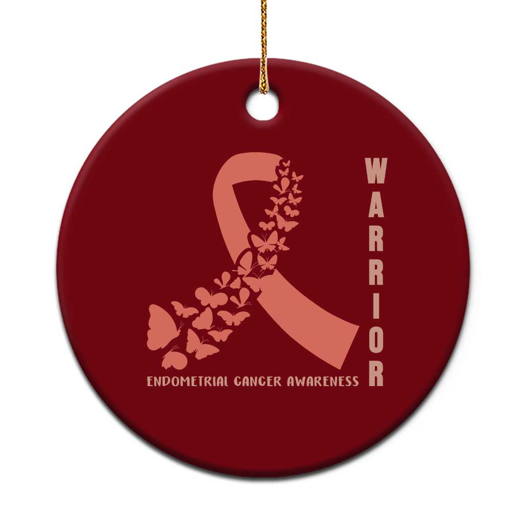 Endometrial Cancer Warrior Fighter Butterfly Ceramic Ornament Peach Ribbon Hope TS12 1pc Red Print Your Wear