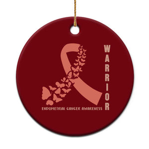 Endometrial Cancer Warrior Fighter Butterfly Ceramic Ornament Peach Ribbon Hope TS12 1pc Red Print Your Wear