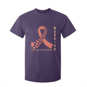 Endometrial Cancer Warrior Fighter Butterfly T Shirt For Kid Peach Ribbon Hope TS12 Purple Print Your Wear