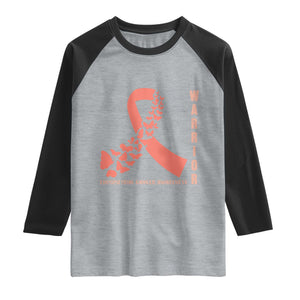 Endometrial Cancer Warrior Fighter Butterfly Raglan Shirt Peach Ribbon Hope TS12 Heather Gray Black Print Your Wear