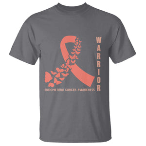 Endometrial Cancer Warrior Fighter Butterfly T Shirt Peach Ribbon Hope TS12 Charcoal Print Your Wear