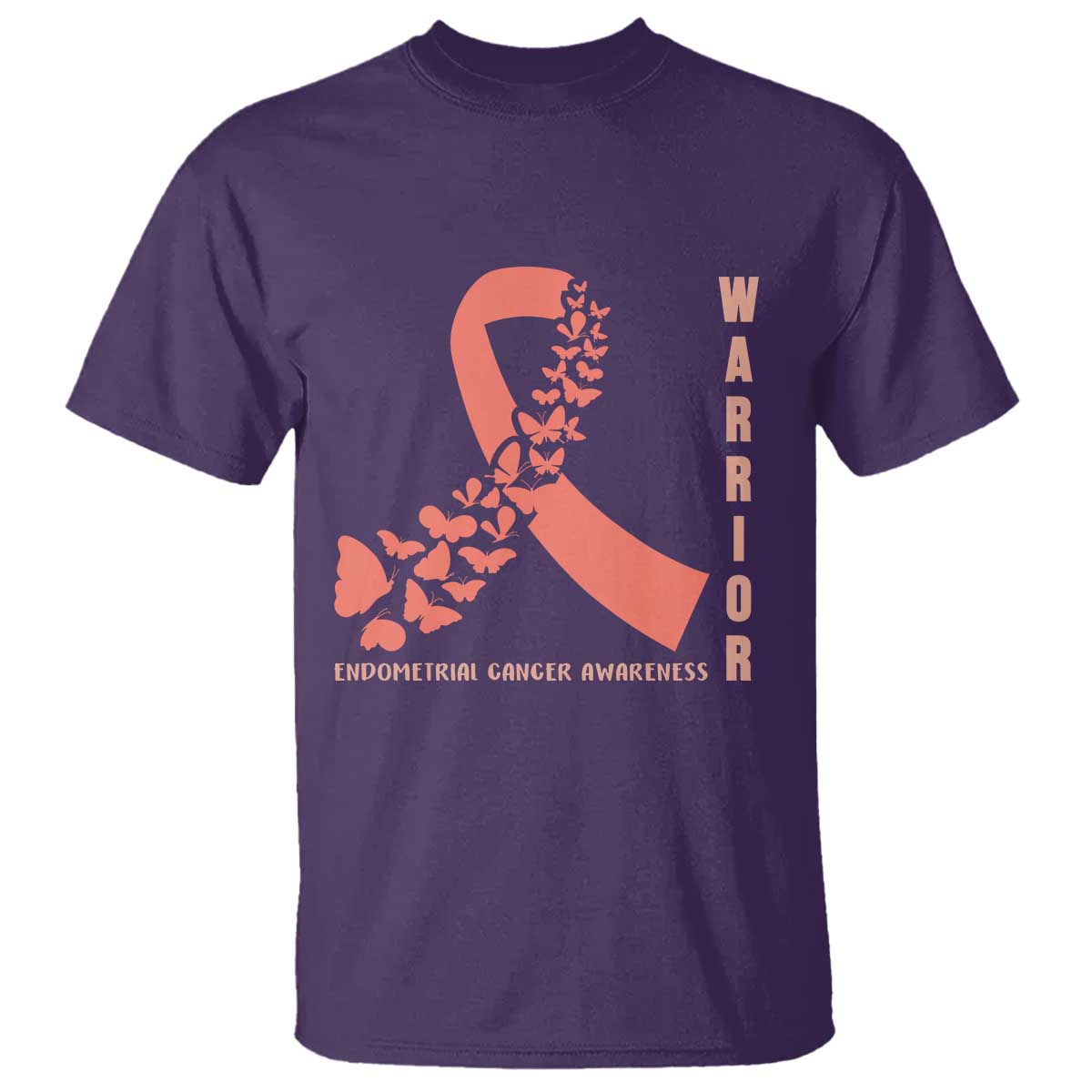 Endometrial Cancer Warrior Fighter Butterfly T Shirt Peach Ribbon Hope TS12 Purple Print Your Wear