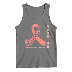 Endometrial Cancer Warrior Fighter Butterfly Tank Top Peach Ribbon Hope TS12 Black Heather Print Your Wear
