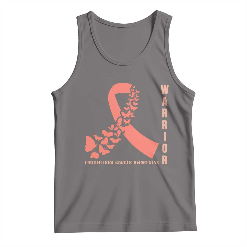 Endometrial Cancer Warrior Fighter Butterfly Tank Top Peach Ribbon Hope TS12 Deep Heather Print Your Wear