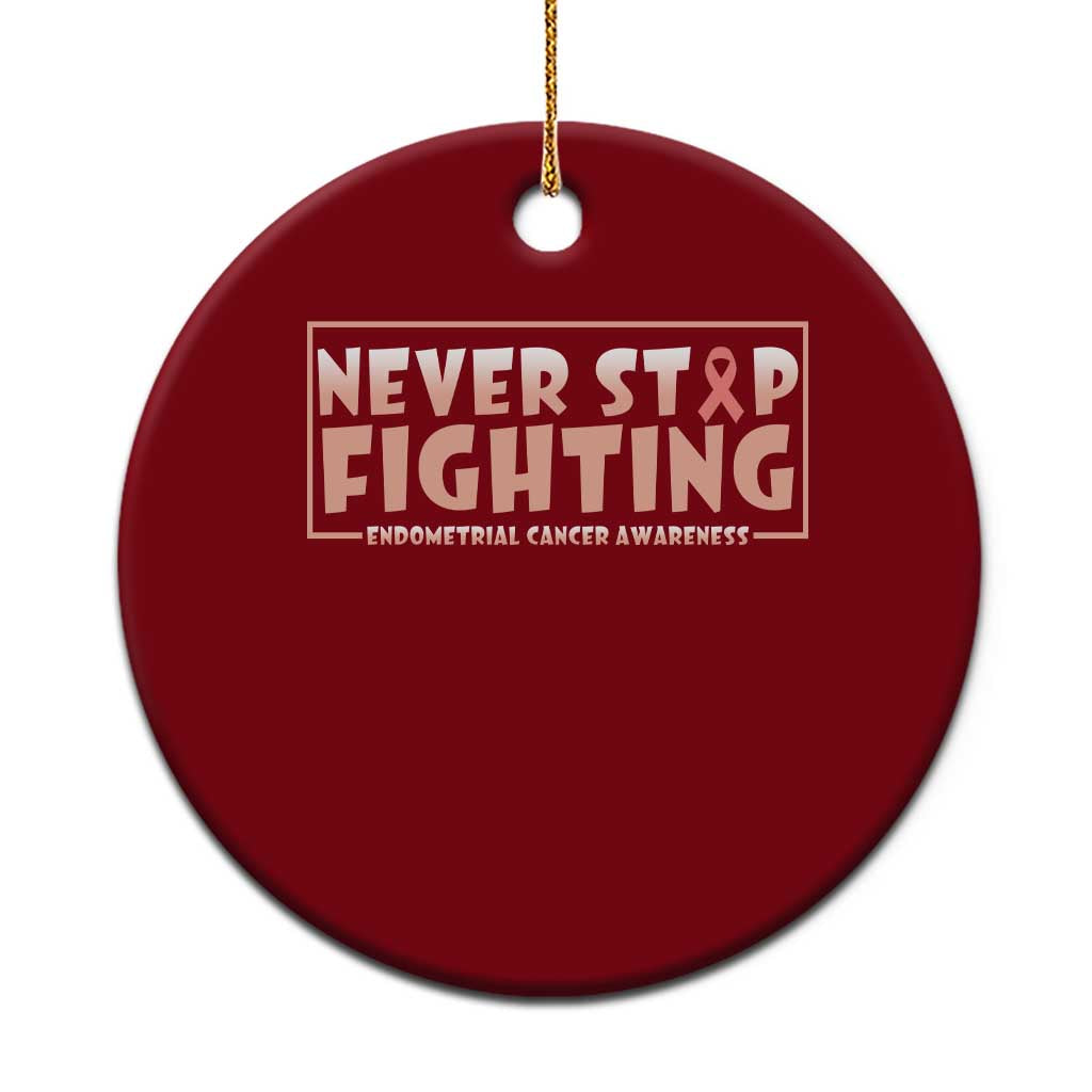 Endometrial Cancer Fighter Ceramic Ornament Never Stop Fighting Peach Ribbon TS12 1pc Red Print Your Wear