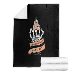 Funny Endometrial Cancer Skeleton Not Today Throw Blanket Fighter Peach Ribbon TS12 Black Print Your Wear