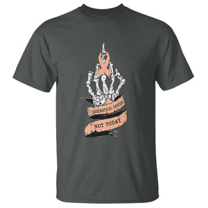 Funny Endometrial Cancer Skeleton Not Today T Shirt Fighter Peach Ribbon TS12 Dark Heather Print Your Wear